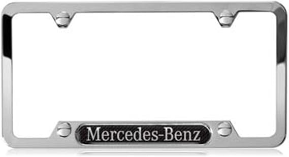 Genuine Mercedes-Benz License Plate Frame Stainless Steel with Carbon Fiber Inlay