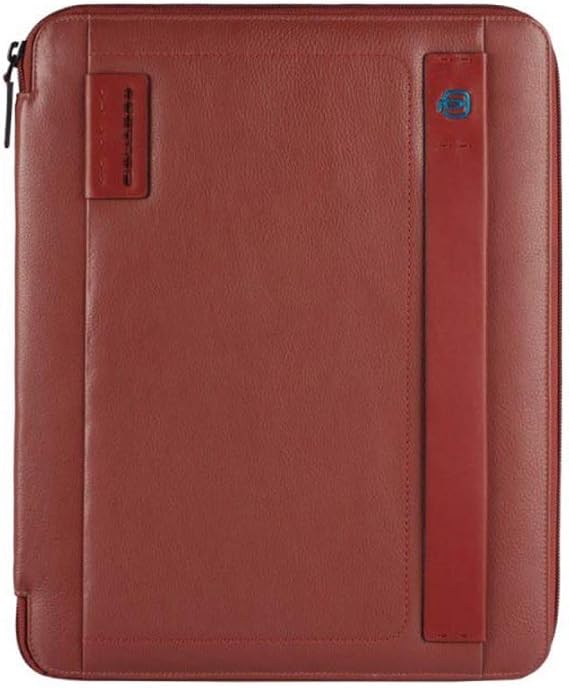 Piquadro Leather Slim Notepad Holder A4 Format with Zipper and Pen Loop, Red, One Size