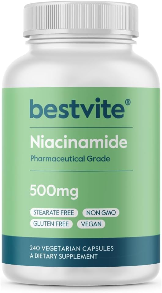 BESTVITE Filler-Free Niacinamide 500mg (240 Veg Caps) - Flush Free VIT B-3