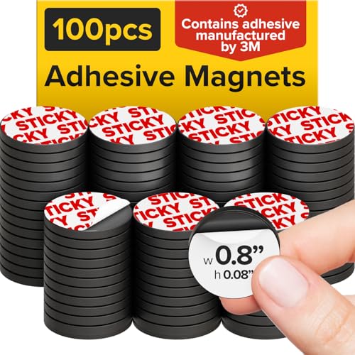 X-bet MAGNET Round Flexible Magnets with Adhesive Backing - 100pcs 0.8x0.08 Magnetic Dots for Whiteboard, Fridge - Stickers for Planning and Organization - Teacher Must Have - Teacher Supplies