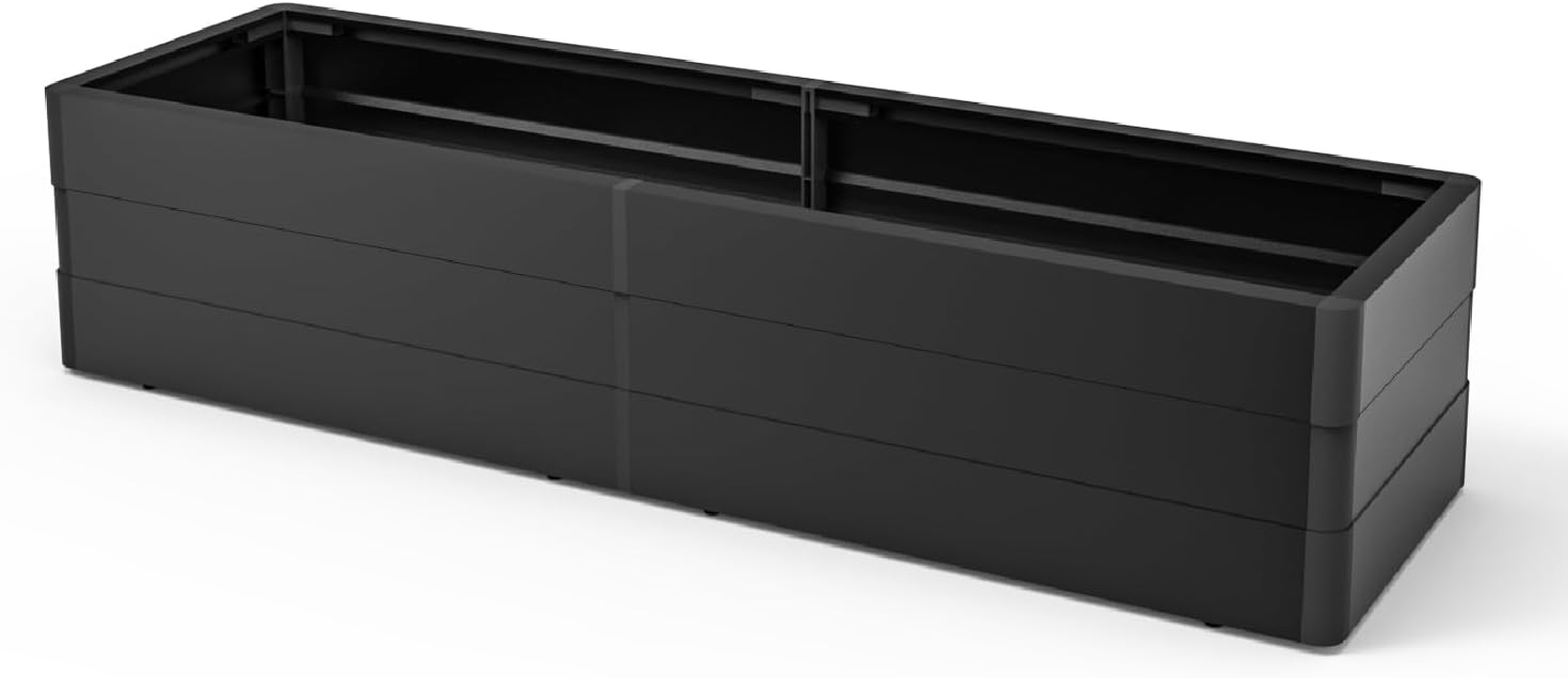 SunnyRoyal 36 Wx6 Hx12 D Black Aluminum Hedge Base Planter Box for Artificial Boxwood Hedge Greenery Wall
