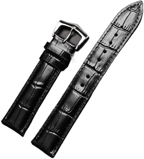 Genuine Leather Watch Strap For Omega De Ville Stainless Steel Pin Buckle