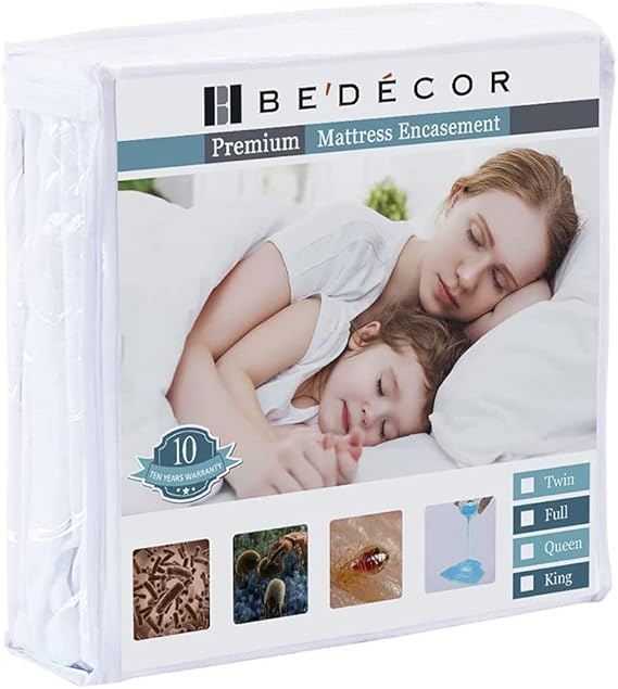 Bedecor Zippered Twin Mattress Protector Cover for 3-6 Inch Depth