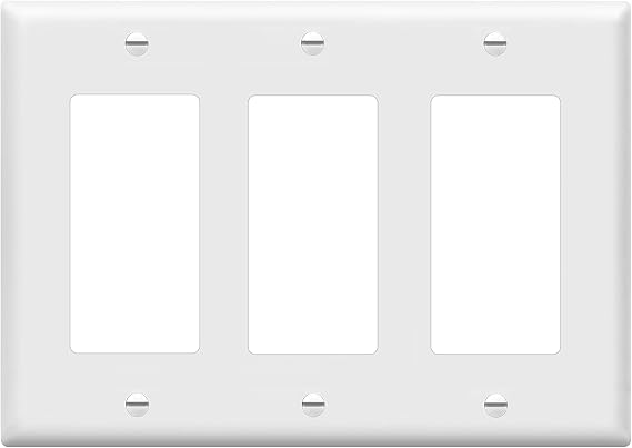 ENERLITES 3-Gang White Decorator Light Switch Outlet Wall Plate Cover | 1 Pack, Size 4.50" x 6.38", Fits light switch/outlet/receptacle, Gloss Finish, Unbreakable Polycarbonate, UL Listed