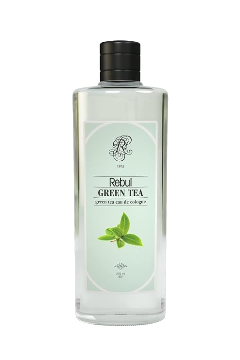 Rebul Green Tea Eau de Cologne 250 ml (8.45 fl oz)| Refreshing Herbal & Woody Scent | Premium Turkish Cologne | Long-Lasting Freshness
