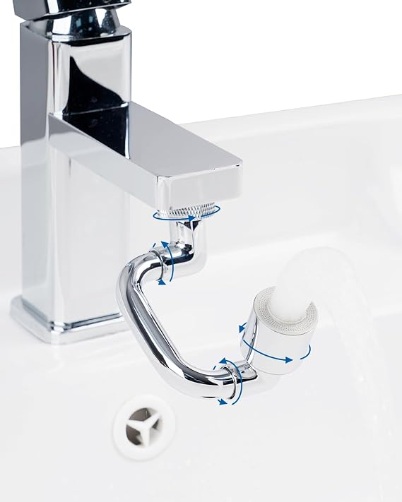 Hibbent 1080 Swivel Metal Faucet Extender with 2 Functions, Chrome