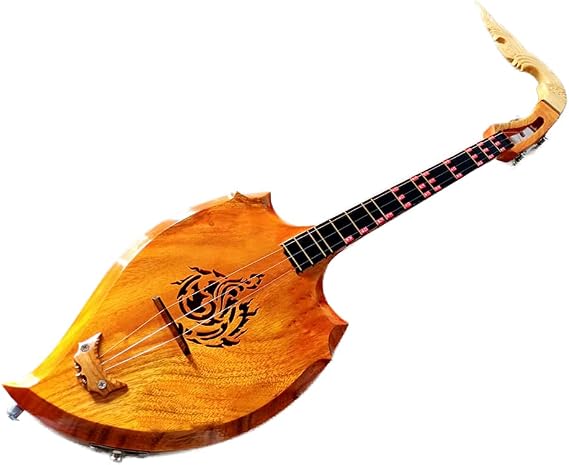 Isarn Acoustic Phin 3 Strings, Isan Thai Lao Guitar Musical Instrument, Traditional Thai Classical Musical Pin92