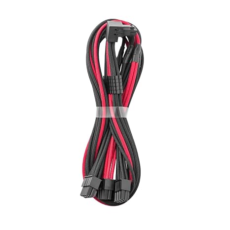 CableMod E-Series Pro ModFlex Sleeved 12V-2x6 12VHPWR 90 StealthSense PCIe Cable for EVGA G/G+ / P/P+ / T - Variant B (Black + Red, 16-pin to Triple 8-pin, 60cm)