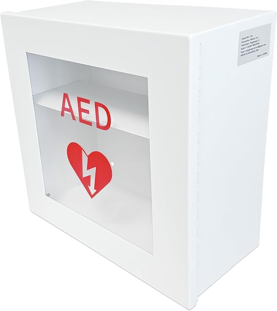 AED Wall Mounted Defibrillator Storage Cabinet 36.7 x 17.8 x 34.5 cm Steel AED Holder Defibrillator Cabinet for Emergency Home Office Warehouse and Nursing Home