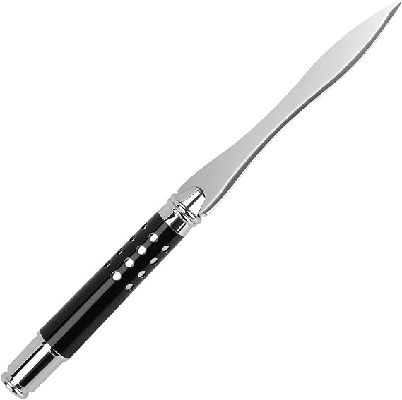 Handle Letter Opener knife Stainless Steel Knife (Black Handle) | Split File Envelopes Stationery Handle Portable Envelope Opener for School Home Work Uses