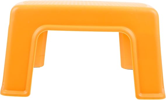 Wakauto Creative Plastic Footstool with Non Slip Base Simple Design Household Stool for Living and Stackable Lightweight Step Stool in Maple Yellow