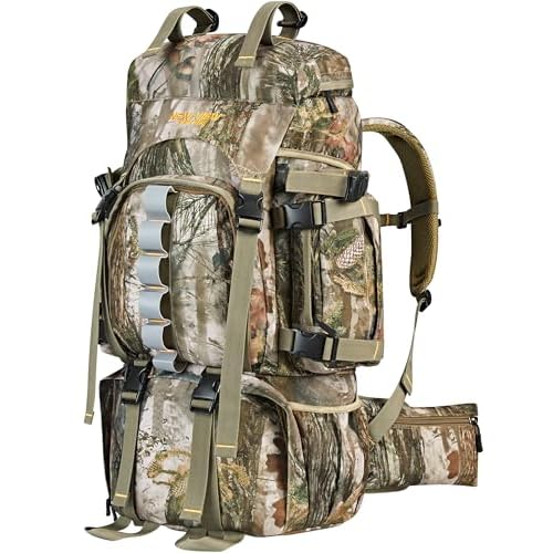 NEW VIEW Hunting Backpacks for Men 60L, Camo Hunting Bags for Deer Elk, Waterproof Large Pack with Rain Cover