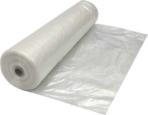 VBS - Clear Plastic Sheeting - 4 mil - (6' x 100') Clear Plastic Roll for Spray Barrier, Roll of Plastic Sheeting Heavy Duty, Thick Plastic Sheeting, Polyethylene Film