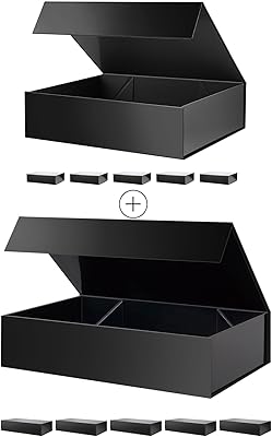 PACKHOME 6 Large Gift Boxes 13.5x10x3.5 Inches, 6 Extra Large Gift Boxes 17.5x11.3x4.3 Inches Black