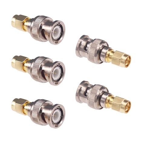 5pcs SMA Male to BNC Male RF Coax Adapter SMA to BNC Coaxial Connector Adapter(F23-5)