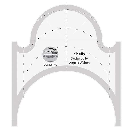 Creative Grids Machine Quilting Tool Shelly CGRQTA8 Made in USA Non-Slip Grip Acrylic Quilting & Sewing Template Ruler for Free-Motion Quilt Patchwork Design Sewing & Longarm Machines on Domestic
