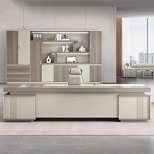 Executive Desks Modern Executive Desk with Drawers, Wood Rectangular Desktop Computer Desk Pedestal Home Office Desks, Writing Study Desk with Cable Management for CEO Boss Manager for Business Office