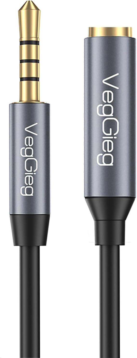 VegGieg 3.5mm TRSS Aux Kulaklık Mikrofon Ses Uzatma Kablosu 2 Metre