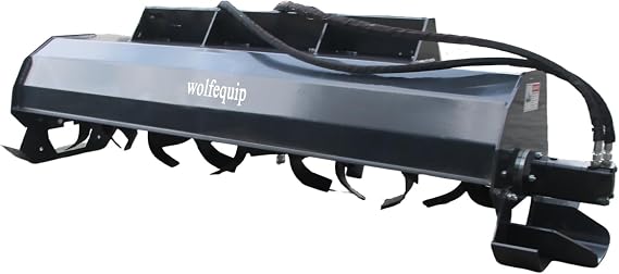 72" Rotary Tiller Hydraulic Skid Steer Attachments 15-23gpm Cultivator Garden Lawn with 36Pcs 7" Blade Heavy Duty Quick Attach, US Stock