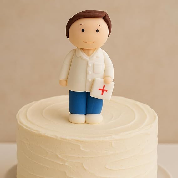 Doctor Cake Topper – Edible Sugar Fondant Decoration for Birthday, Anniversary, Graduation – Handmade Cake Decoration