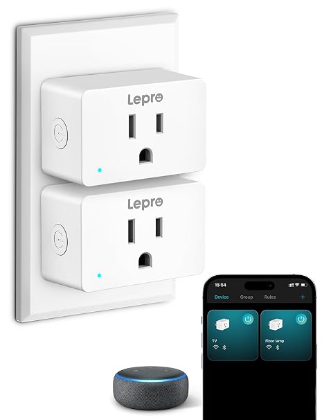 Lepro P1 Smart Plugs, WiFi Smart Outlets Compatible with Alexa & Google Assistant, 2.4Ghz Only, 2 Pack | Voice/APP Control, Timer & Group Controller, Compatible with Google Assistant, 2.4Ghz Only, ETL & FCC Certified