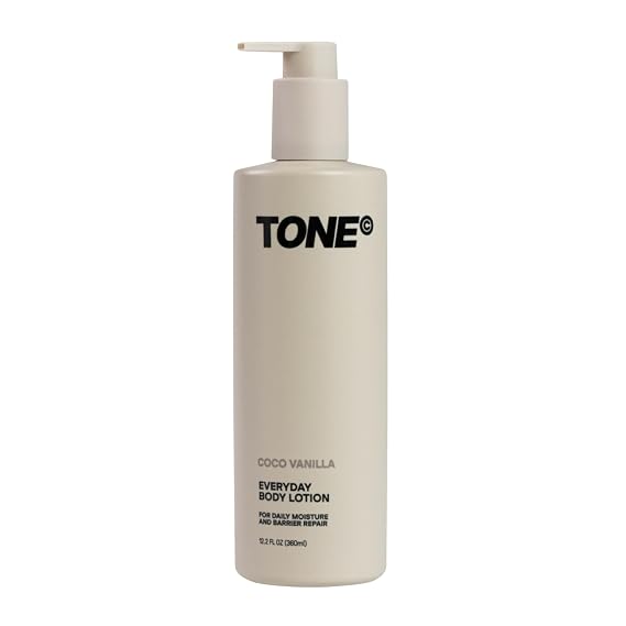 TONE Everyday Body Lotion for Men & Women, Coco Vanilla, Fast Absorbing & Hydrating Body Lotion for All Skin Types Made with Shea Butter and Vitamin E for Soft Skin, Paraben-Free, 12.2 oz