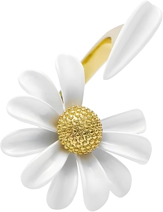 Dasiy Rings Adjustable Enamel Daisy Flower Statement Ring