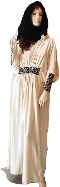 Cool Kaftans 2 Piece Batwing Embellished Ladies Long Silky Dress Hijab