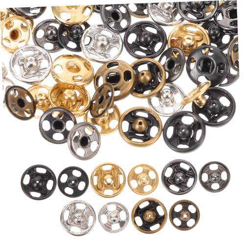 CIMAXIC 100 Set Mini Copper Snap Button Fasteners Round Metal Press Studs for DIY Sewing Clothes Jackets Coats Shirts Invisible Snap Closures Gold Silver Gunmetal Antique Bronze Each 20