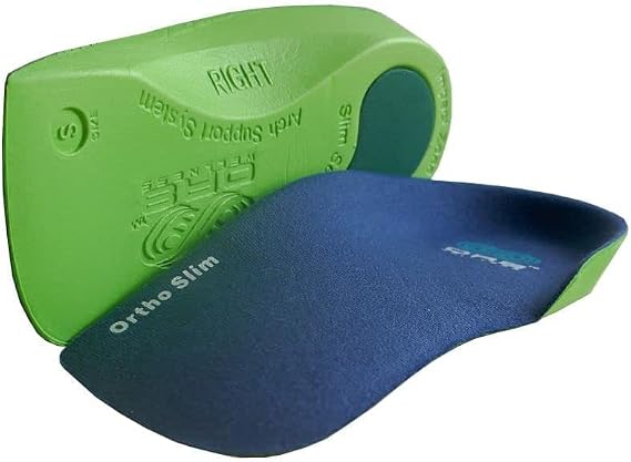 Narrow 3/4 Length Orthotic Insoles. High Performance. Comfort Fit. Weak & Fallen Arches. Flat Feet & Plantar Fasciitis. Arch Support (M 7-8.5 Green)