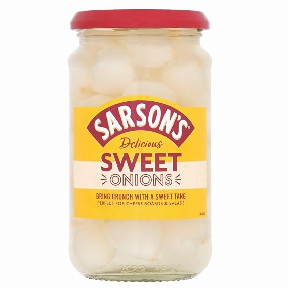Sarsons Sweet & Mild Silverskin Onions 460g (Pack of 4)