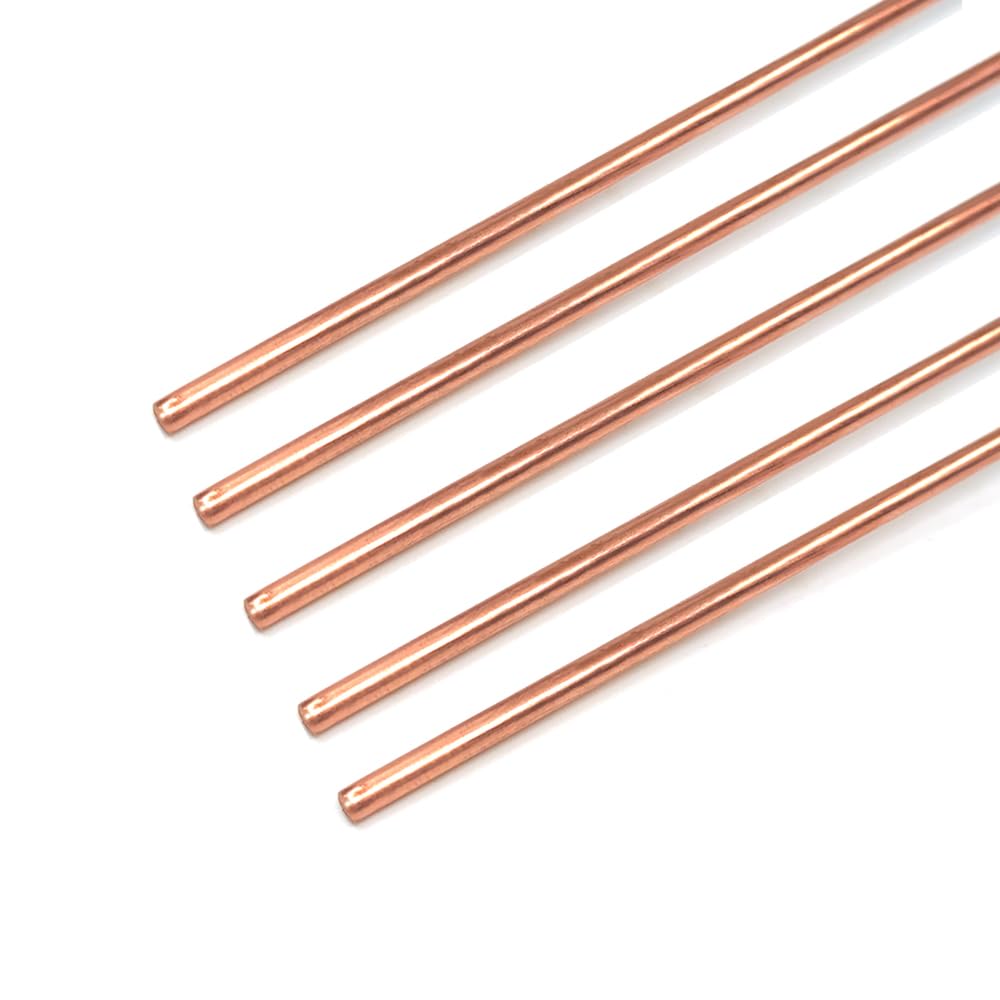 5PCS Pure Copper Round Rod Length 15.7" Dia 5mm for grounding, Gardening, and Crafts etc.