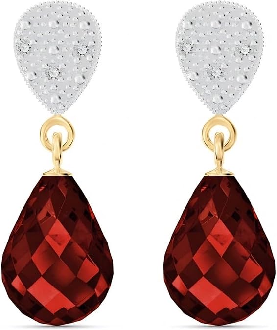 14k Solid Gold Earrings with Diamonds and Garnets
