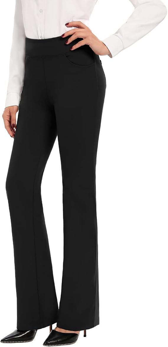SEVEGO 29"/31"/33"/35"/37" Inseam Women's Bootcut Yoga Dress Pants High Waist Stretch Work Pants Petite, Regular, Long, Tall