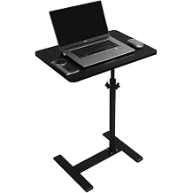 Simcat Adjustable Height Side Table TV Tray, 360Swivel End Table, C Shaped Side Tables with Wheels for Living Room, Bedroom, Corners and Office (40 * 60cm, Blcak)