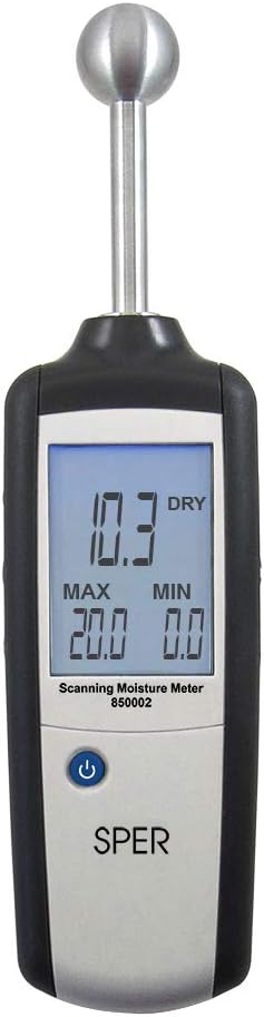 Sper Scientific Scanning Moisture Meter 850002 - Non-Destructive Moisture Detector for Wood & Drywall, Electromagnetic Wave Technology, Portable for Building Inspections & Water Damage Repair