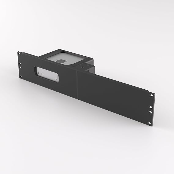 2U 19-Inch Rack Mount Compatible with Apple Mac mini M4 and M4 Pro, Single-Device Kit, Black