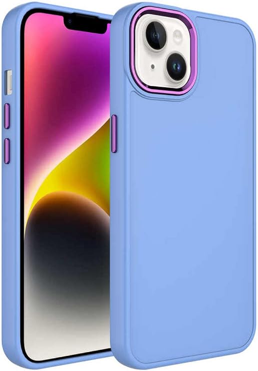 KZY İletişim Apple iPhone 13 ile Uyumlu Kapak Renkli Metal Kamera Çerçeveli İçi Kadife Lasnman Kılıf - Lila