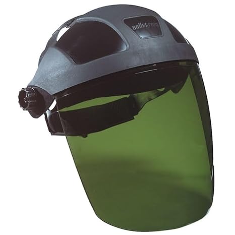 Sellstrom DP4 Face Shield - Lightweight Mask with High Impact Crown & Ratchet Headgear for Work, Grinding, Cutting - ANSI Z87.1 - Anti Fog Polycarbonate Window