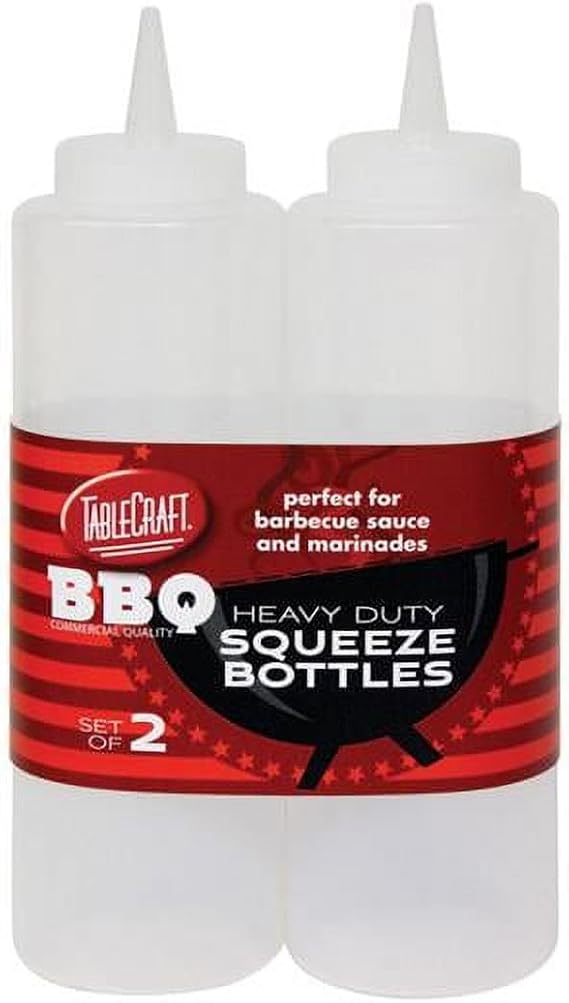 Tablecraft 12 oz Clear Heavy Duty Squeeze Bottle (2 Pack)