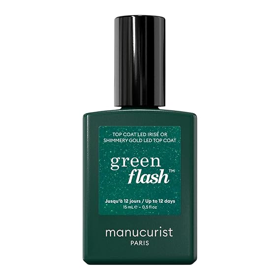 Manucurist Green Flash Gold Glitter Gel Top Coat Nail Polish