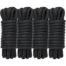 4 Pack 3/8" x 15 Boat Dock Lines for Boat & Pontoon, Premium Marine- Grade Double Braided Nylon Dock Line, Pre-Spliced with a 12" Eyelet-Black,Boating Gifts for Men