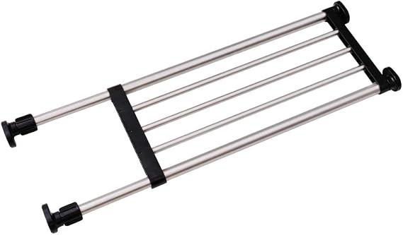 BAOYOUNI Expandable Shelf Closet Tension Rod Adjustable Shelving Unit Storage Rack Organizer Hanger Space Saving Divider for Wardrobe, Cupboard, Kitchen, Bathroom Use, Black