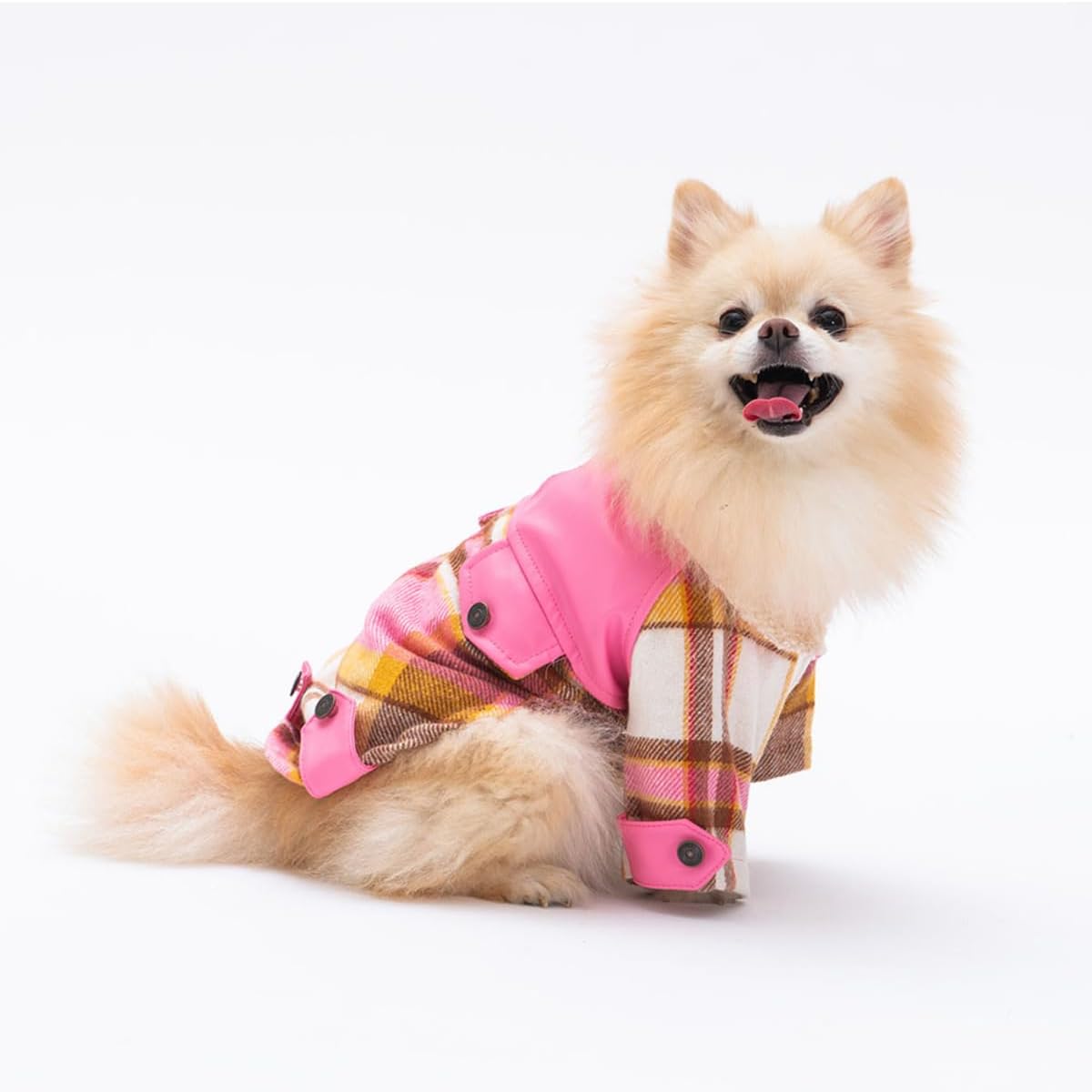 Pawstar Pembe Plaid Küçük Irk Köpek Kabanı 2XL