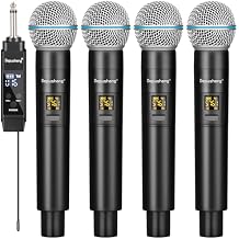 Depusheng Wireless Microphone,Professional Dual Handheld Cordless Dynamic Mic System with Rechargeable Receiver(160 Ft),Karaoke Microphone Set for Singing,Karaoke,Wedding,DJ,Party,Speech (S4 PRO)