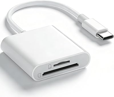 USB C SD Card Reader, Type C Card Reader with SD MicroSD 2 Slots SD Card Memory Card Adapter Trail Camera Adapter for iPhone 1615iPadMacMacBookLaptop Android, More Type-C Devices, Plug and Play
