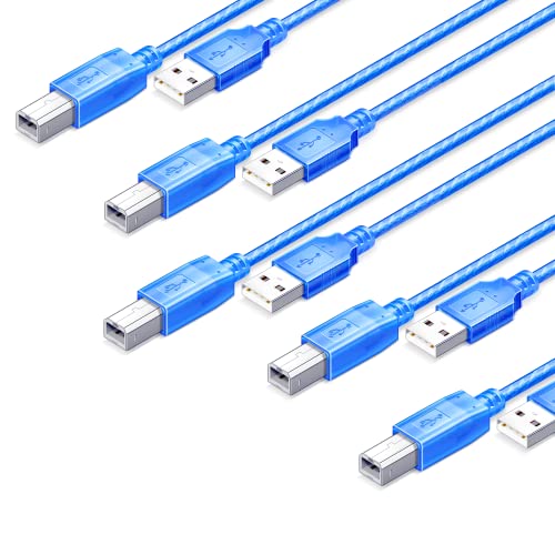 5 Pcs USB Data Sync Cable for Arduino UNO Mega, Printer Cable, Type A Male to Type B Male USB 2.0 Cable, 3 ft 100cm