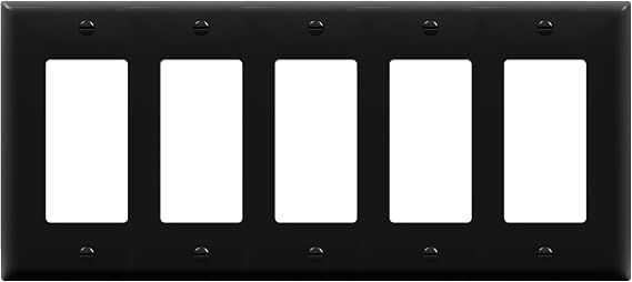 ENERLITES 5-Gang Black Decorator Light Switch Outlet Wall Plate Cover