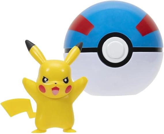 Pokemon PKW2660 - Clip 'n'Go Pokeball - Pikachu & Good Ball, Official Pokeball with Detailed 5 cm Figure