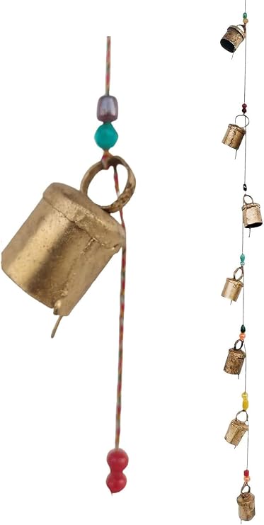 Rastogi Handicrafts Indian Style Wall Hanging Bells Decorative String of 7 Bell Metal